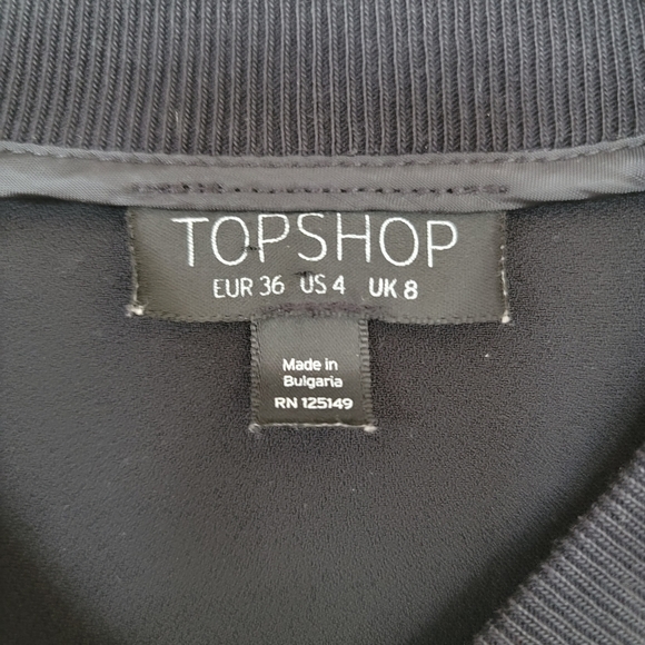 Top Shop Bomber Jacket Size US 4 Black - Picture 3 of 4